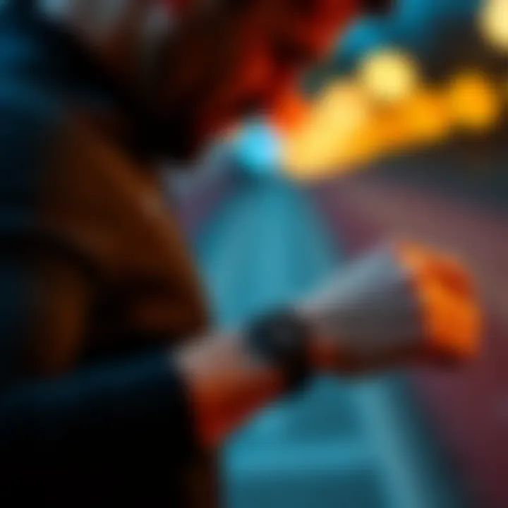 Athlete checking heart rate on a fitness watch