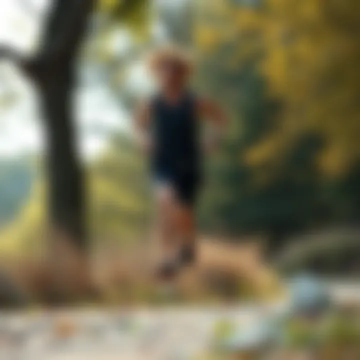 Runner sprinting outdoors in a natural setting