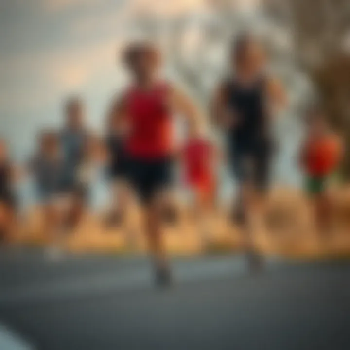 Diverse group of athletes practicing various running techniques