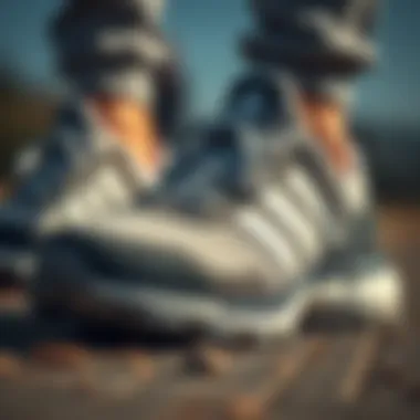 Close-up of premium materials used in Adidas walking shoes