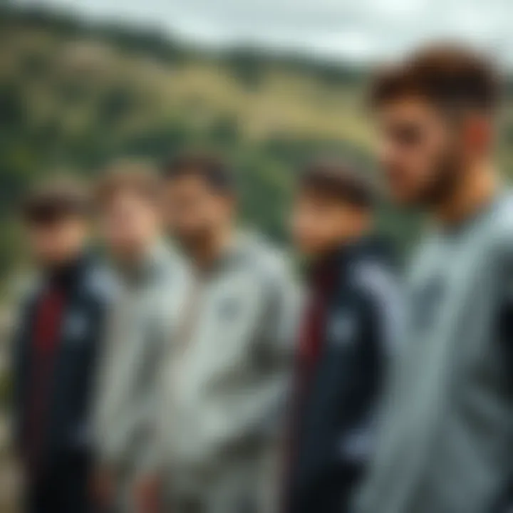 Group of boys wearing Adidas jackets in an outdoor setting