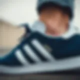 Stylish close-up of Adidas Gazelle in navy blue