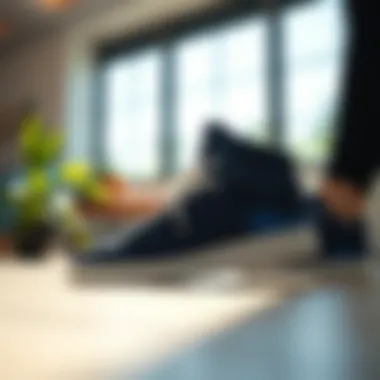 Adidas high-top shoes in a modern lifestyle setting