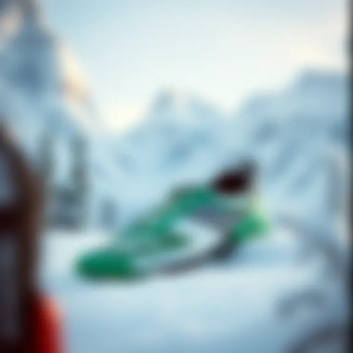 Adidas Kayak Montu displayed in a snowy mountain setting