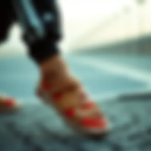 Dynamic display of Adidas sandals showcasing versatility