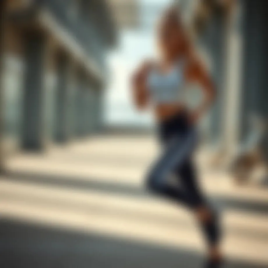 A stylish athlete showcasing Adidas Stella McCartney leggings during a workout.