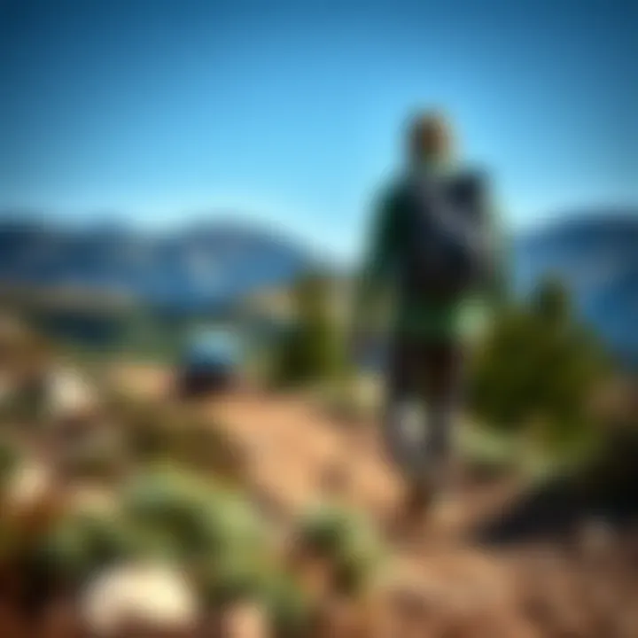 Hiker wearing Adidas Terrex Daroga II on a scenic mountain trail