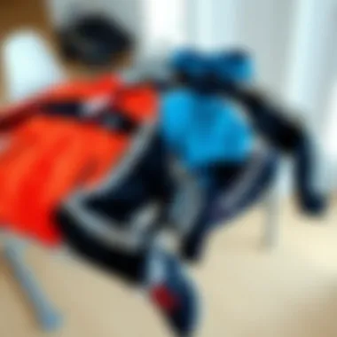 Different designs of children's tracksuits laid out for selection