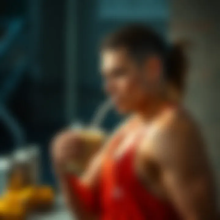 Athlete consuming protein shake post-workout to aid recovery