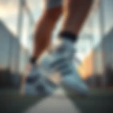 Superstar Sneakers in Action A stylish athlete wearing superstar sneakers in a dynamic sports setting.