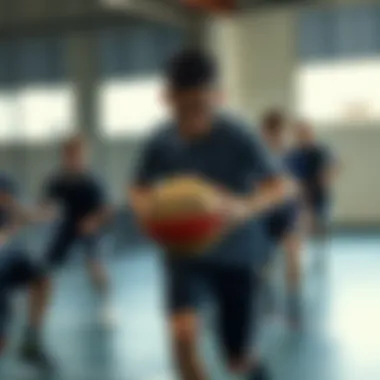 A dynamic basketball training session for children