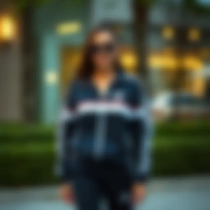 Fashionable outfit featuring Adidas tracksuit