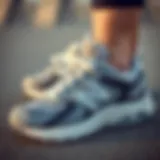 Close-up view of New Balance sneakers showcasing advanced cushioning technology.