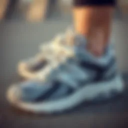 Close-up view of New Balance sneakers showcasing advanced cushioning technology.