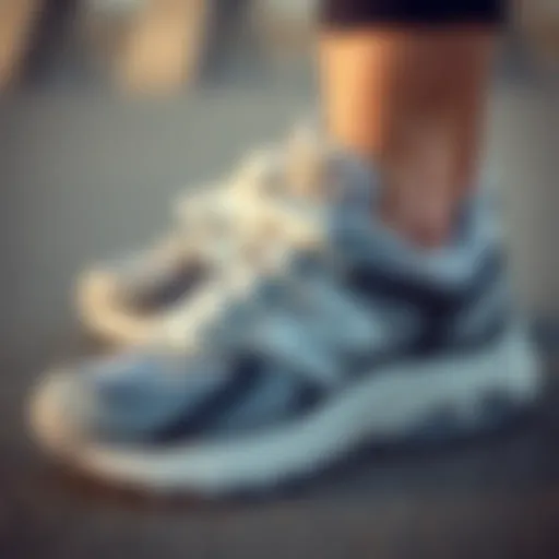 Close-up view of New Balance sneakers showcasing advanced cushioning technology.