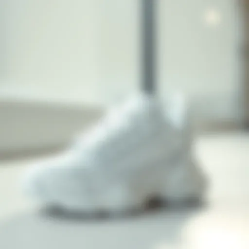 Stylish white baby sports shoes displayed on a clean surface.
