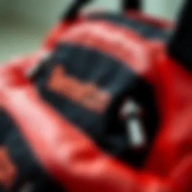 Close-up of the intricate design details of the Benetton bag