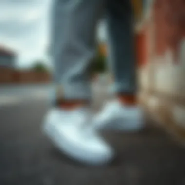 White Vans sneakers paired with casual attire