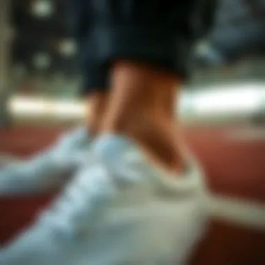 Close-up of White Vans detailing emphasizing comfort