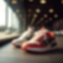 Trendy children's athletic shoes displayed