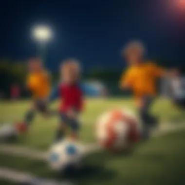 Close-up of children playing football, showcasing teamwork and enthusiasm.