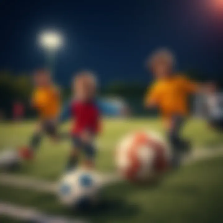 Close-up of children playing football, showcasing teamwork and enthusiasm.