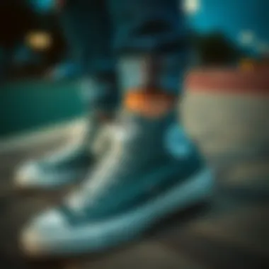 A collection of different outfits featuring high-top Converse shoes