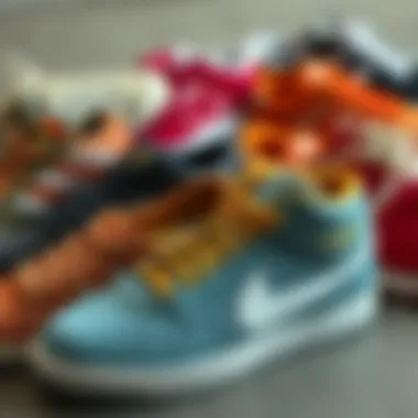 Diverse Sneaker Styles and Colors A creative layout of various sneaker styles and colors