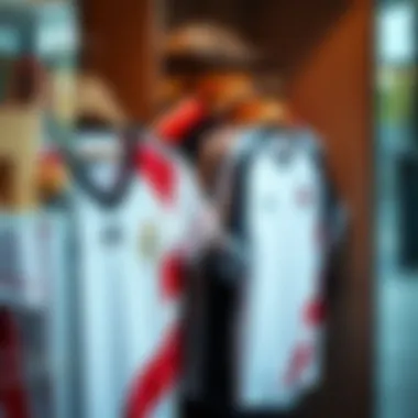 Fashionable sports jerseys displayed in a boutique in Diyarbakır.