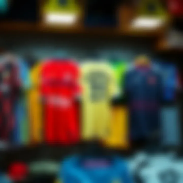 A vibrant sports apparel store in Diyarbakır showcasing various jerseys.