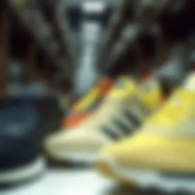 Different styles of athletic footwear on display