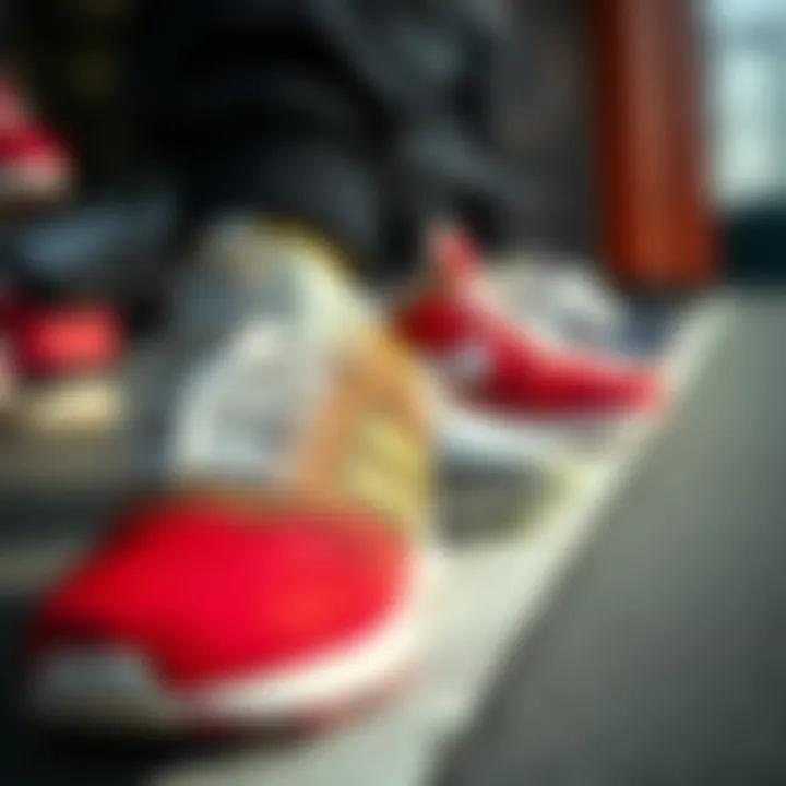 Diverse selection of athletic footwear showcasing various materials.