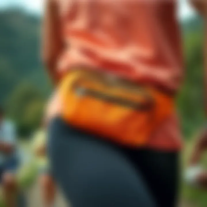 Waist bag being used during an outdoor activity
