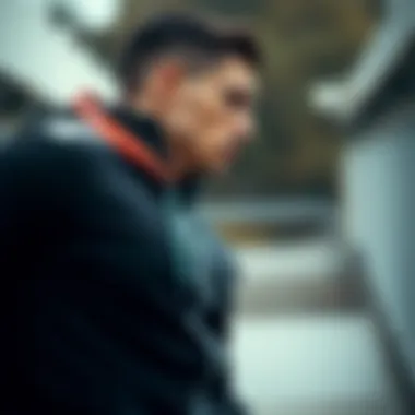 Athlete wearing the hoodie during an outdoor workout session