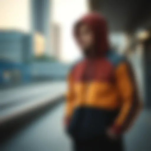 Evostripe Hoodie in Urban Environment Stylish full-zip hoodie displayed against an urban backdrop