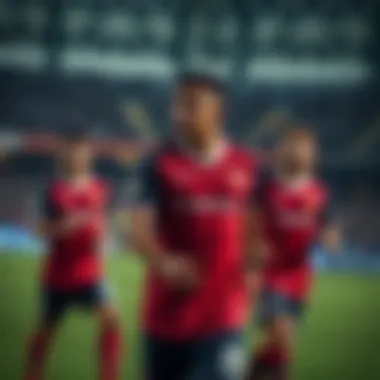 Players showcasing the kit in a match setting.