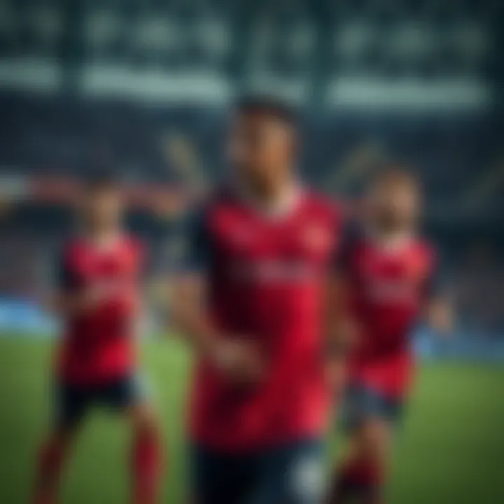 Players showcasing the kit in a match setting.