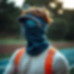 Stylish GS neck gaiter in an outdoor setting