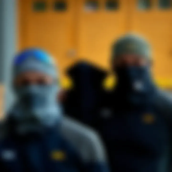 Different styles of GS neck gaiters displayed together