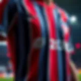 Detailed view of the Galatasaray 2023 striped jersey showcasing its unique design elements.