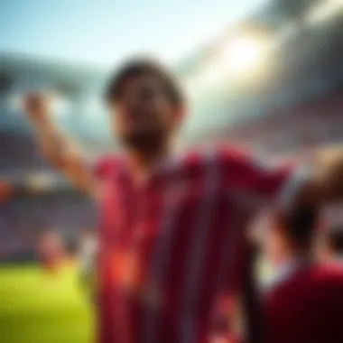Fan showcasing the Galatasaray striped jersey during a game, radiating team spirit.