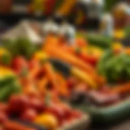 Fresh fruits and vegetables promoting healthy eating