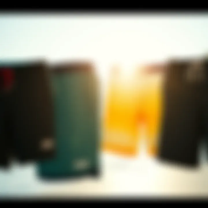 Different styles of Helly Hansen swim shorts displayed