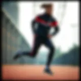 Dynamic Athlete in Joma Tracksuit Dynamic athlete showcasing Joma tracksuit in action