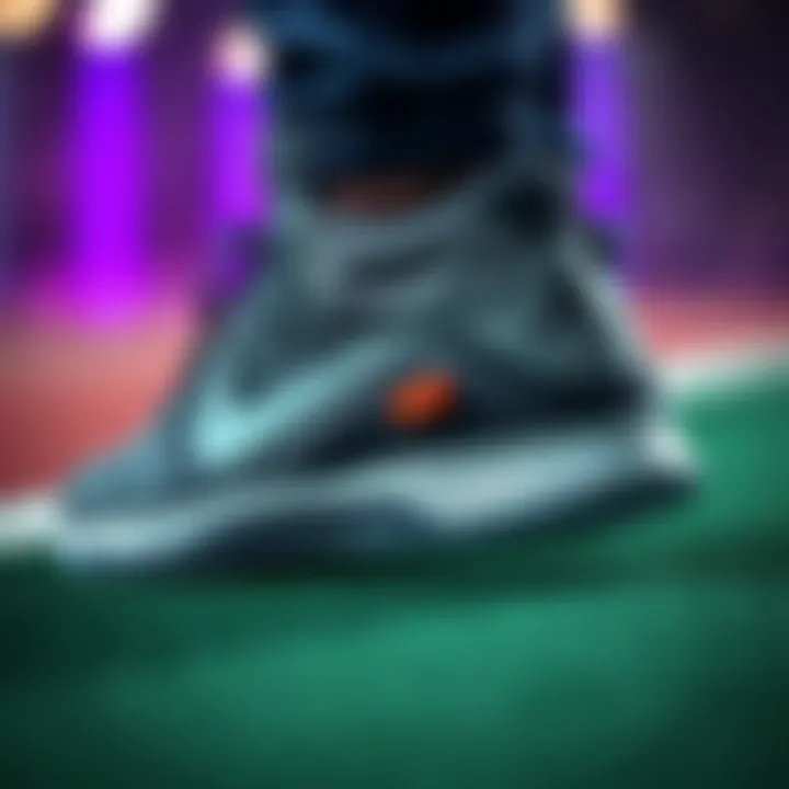 A close-up of the innovative design elements of Jordan gray footwear.