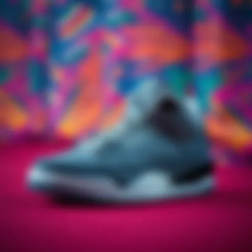 Stylish Jordan gray sneakers showcased on a vibrant background.