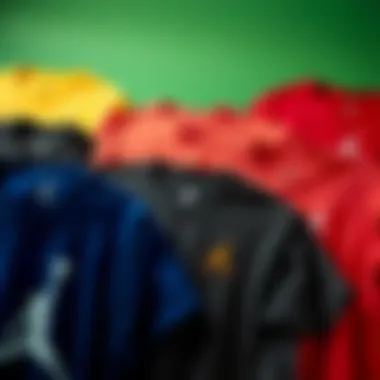 Colorful Variations Different color variations of Jordan t-shirts arranged creatively