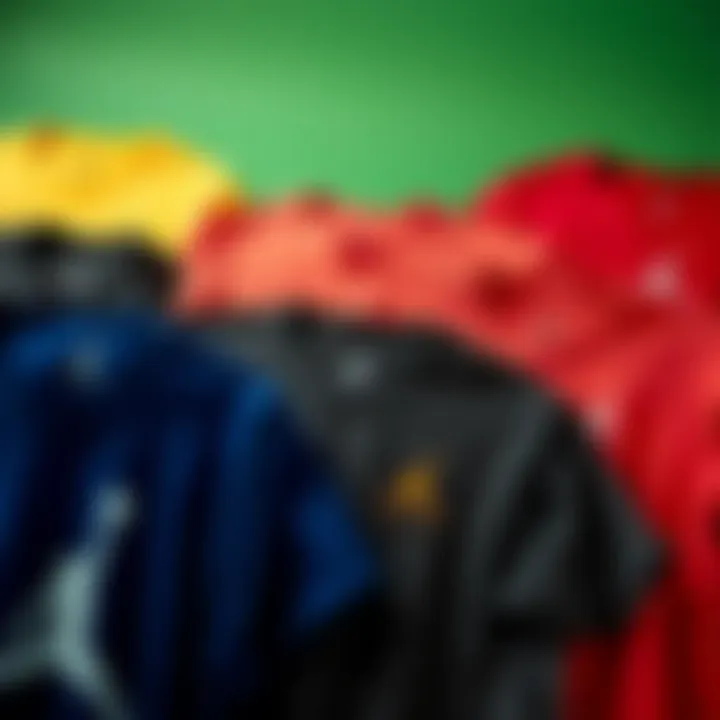 Colorful Variations Different color variations of Jordan t-shirts arranged creatively