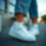 Stylish white sneakers paired with casual chic clothing