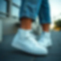 Stylish white sneakers paired with casual chic clothing